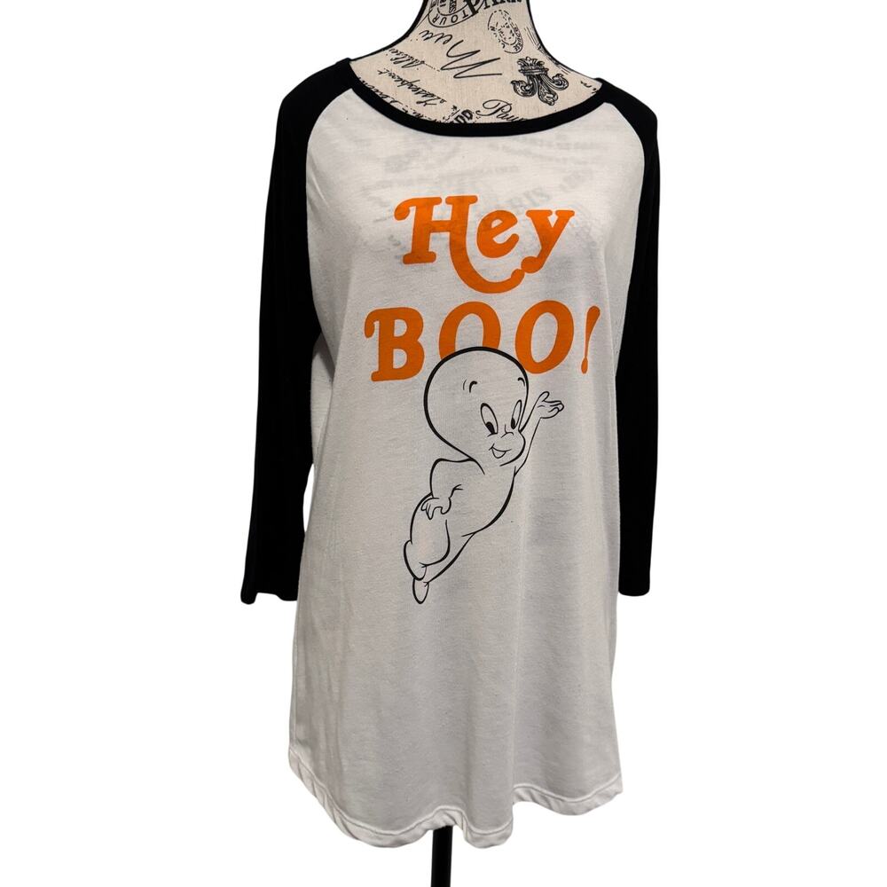 Casper the Friendly Ghost Retro Cartoon Graphic T-Shirt Black XXL Halloween